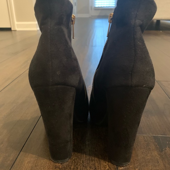 Diba Suede Gold Zipper Ankle Booties - Picture 7 of 8